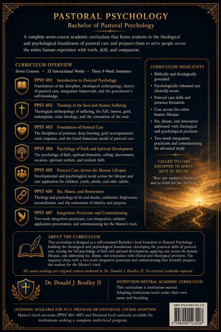 Pastoral Psychology, Bachelor's level — back cover