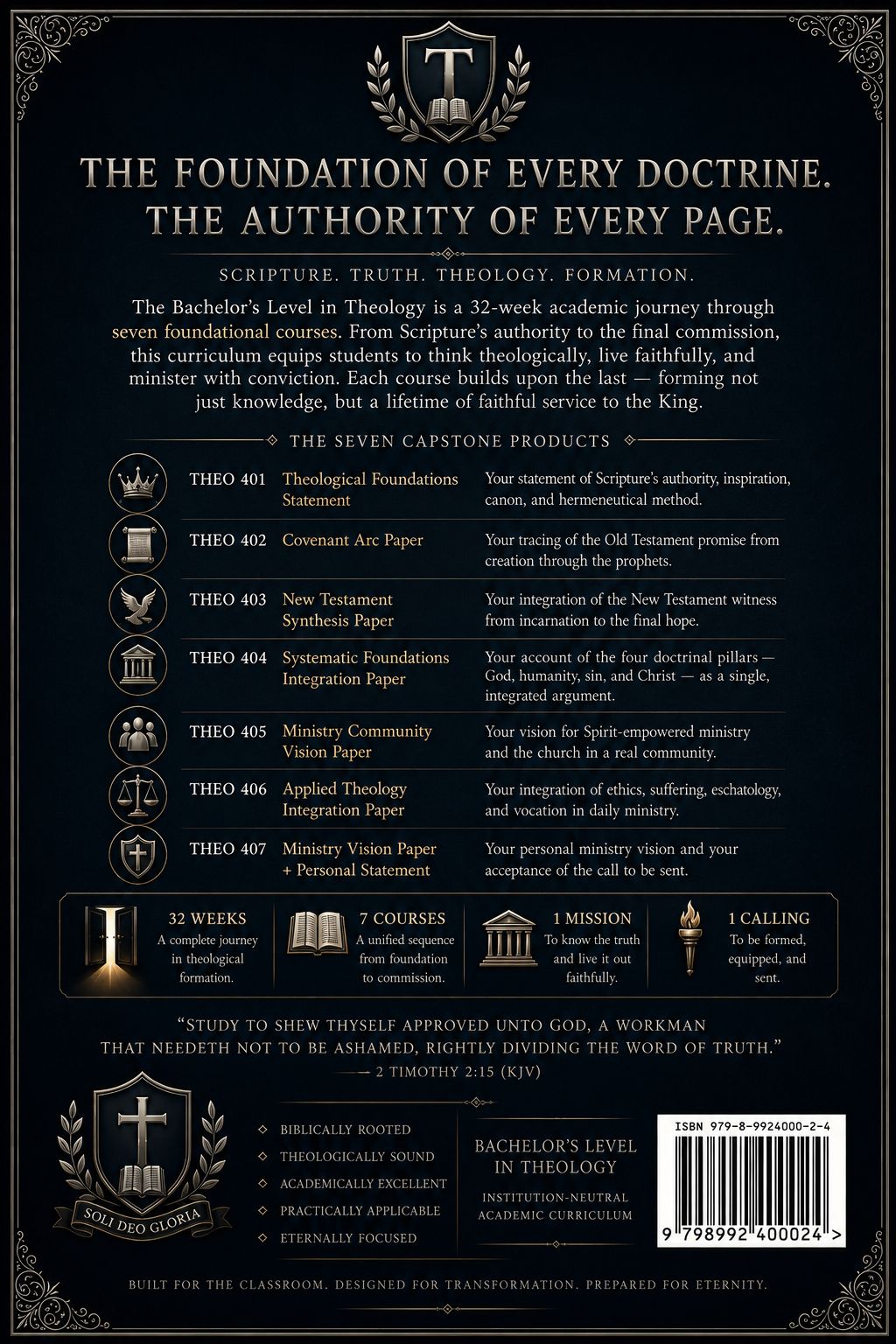 Theology, Bachelor's level — back cover